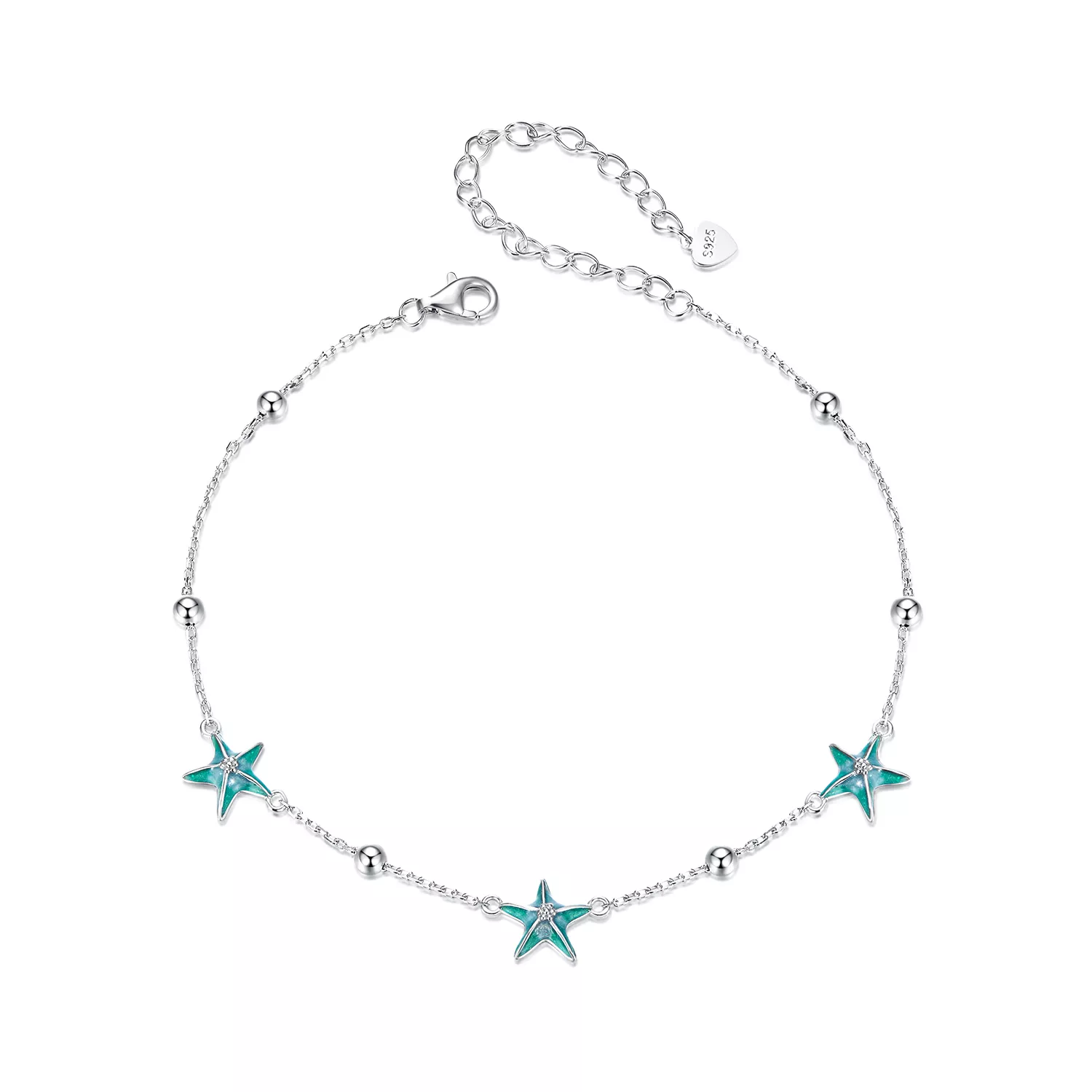 pandora stijl zeester blauwe enkelband sct026