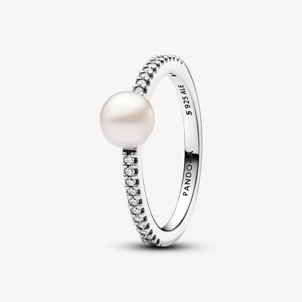 pandora behandelde gecultiveerde zoetwaterparel en pavé ring 193158c01