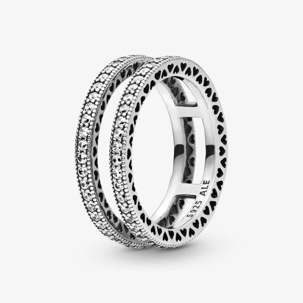 pandora dubbele sprankeling harten ring 196236cz