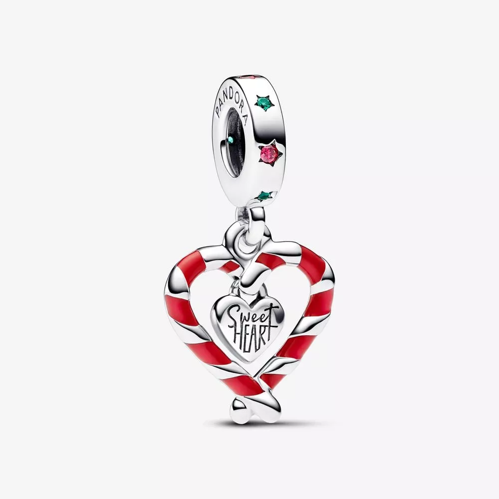 pandora dubbele zuurstok hart kerst hangende bedel 792822c01