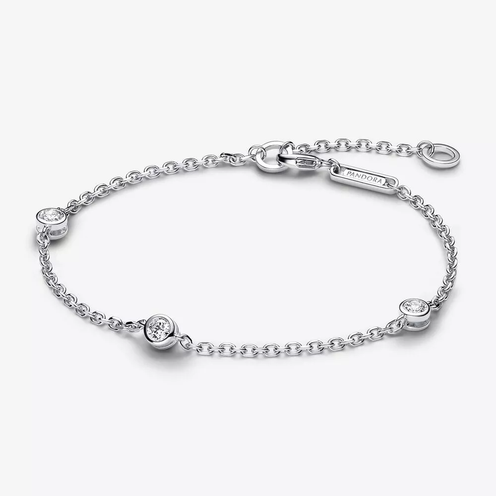 pandora era bezel lab grown diamond station chain armband 030 karaat tw sterling zilver 593109c01