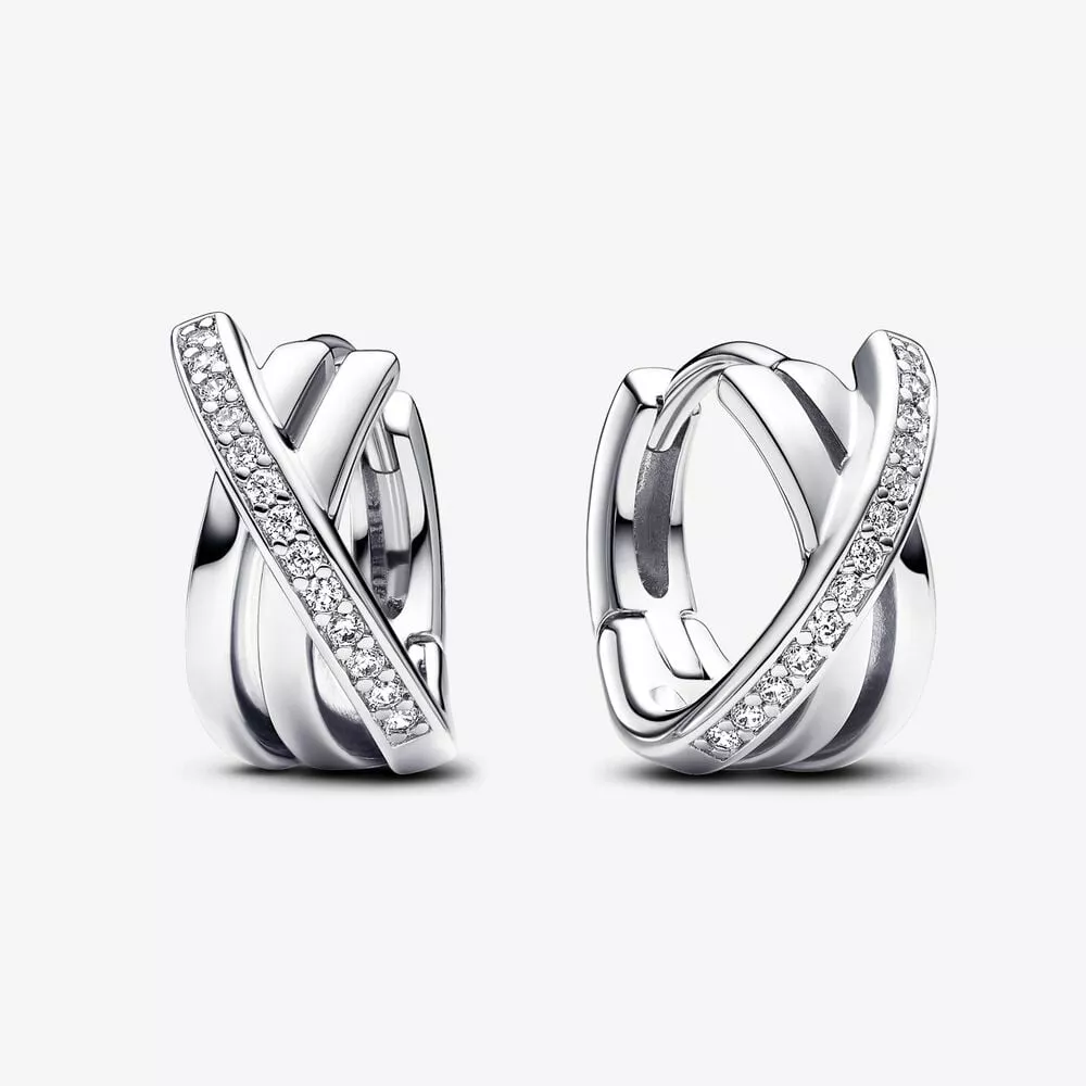pandora gekruiste pavé oorringen 293150c01