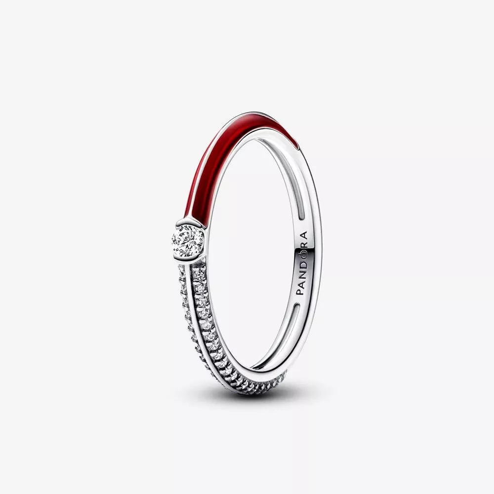 pandora me pavé en rood emaille ring 192528c01