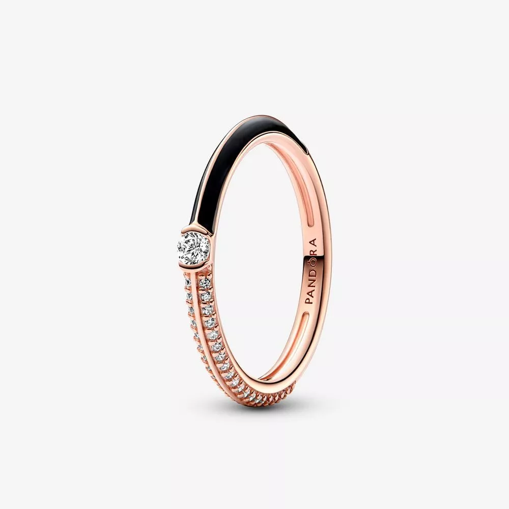 pandora me pavé en zwart emaille ring 182528c01