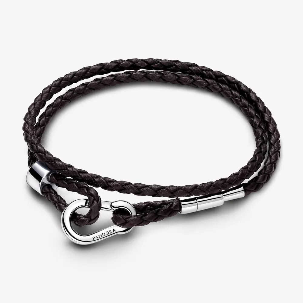 pandora moments bruine geweven leren armband 593338c01