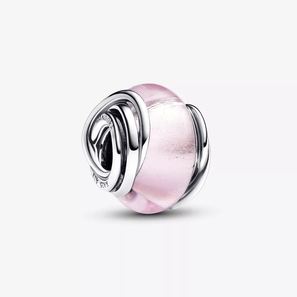pandora omcirkelde roze muranoglazen bedel 793241c00
