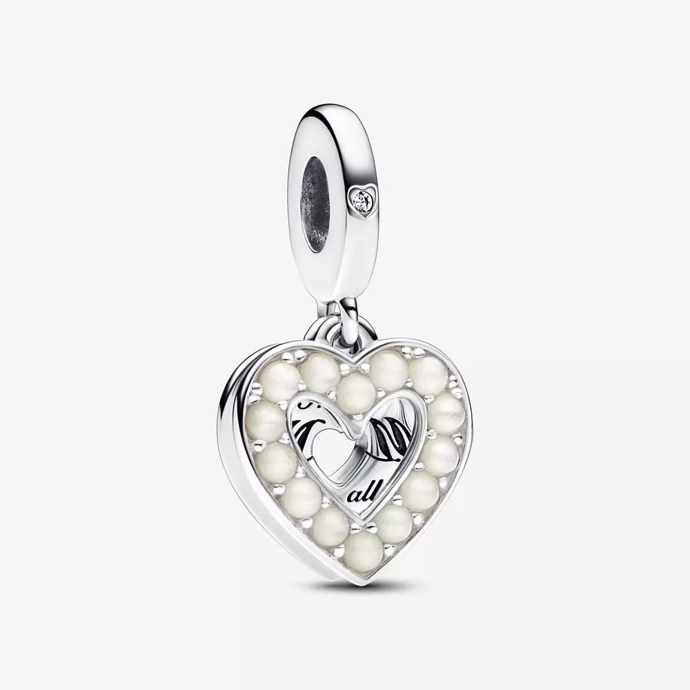 pandora parelmoer wit hart dubbele hangende bedel 792649c01