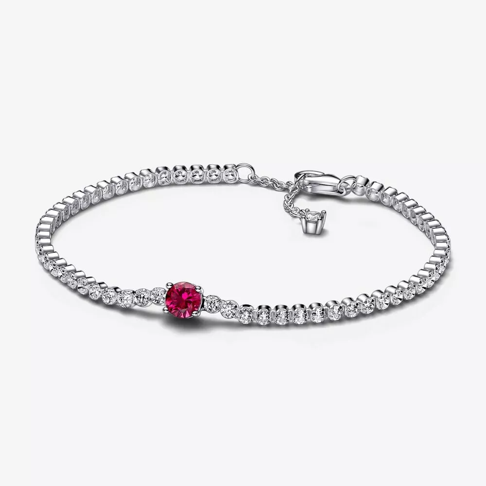 pandora red sparkling round pavé tennis bracelet 592403c01