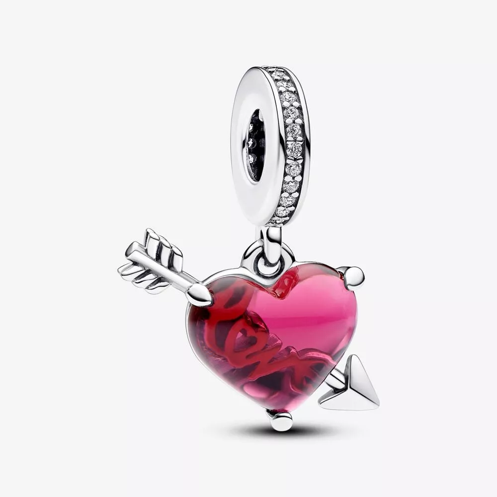 pandora rood hart pijl muranoglazen hangende bedel 793085c01
