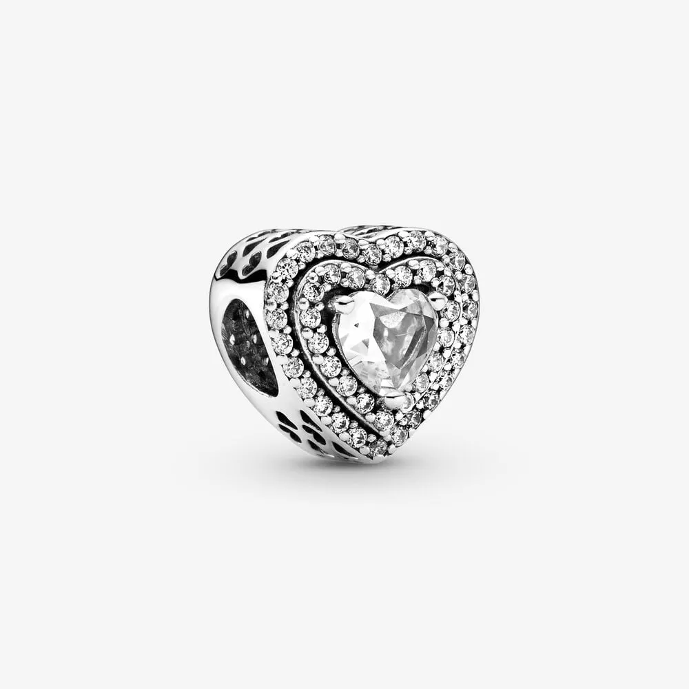 pandora sparkling levelled hearts charm 799218c01