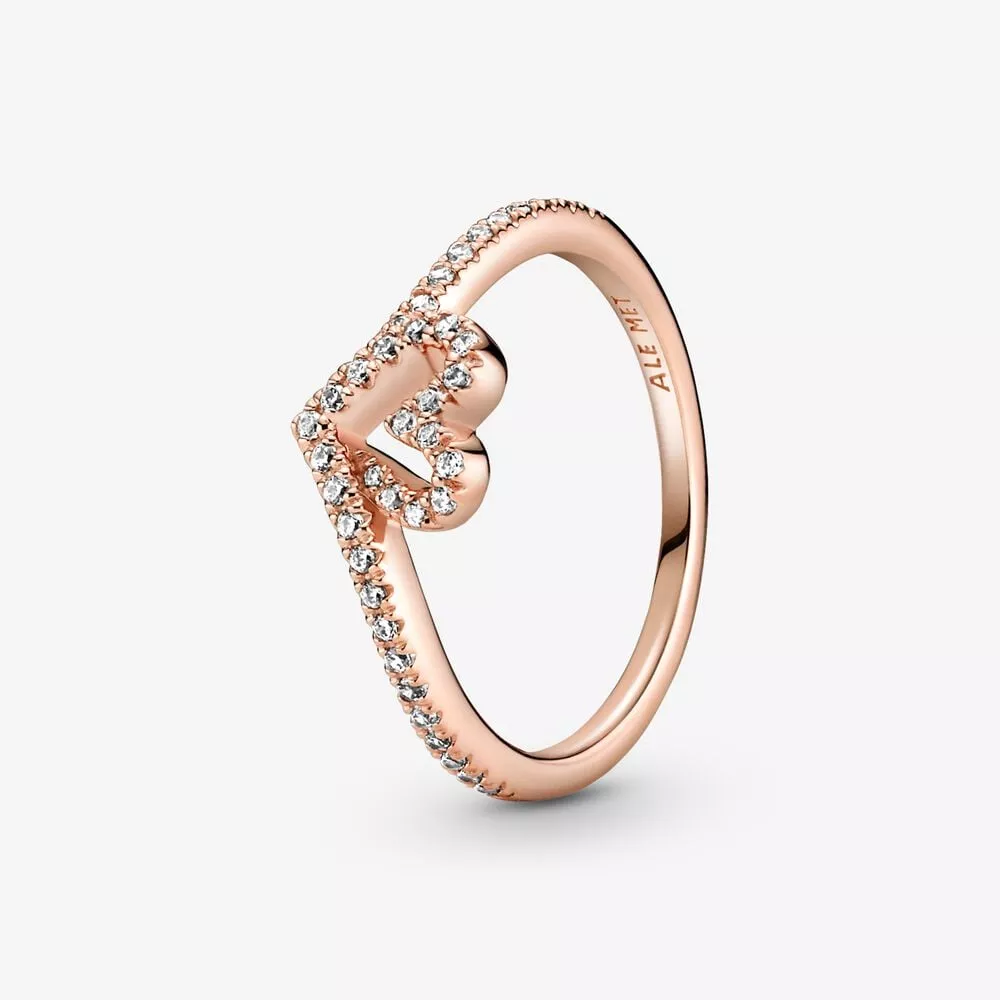 pandora sparkling wishbone heart ring 189302c01
