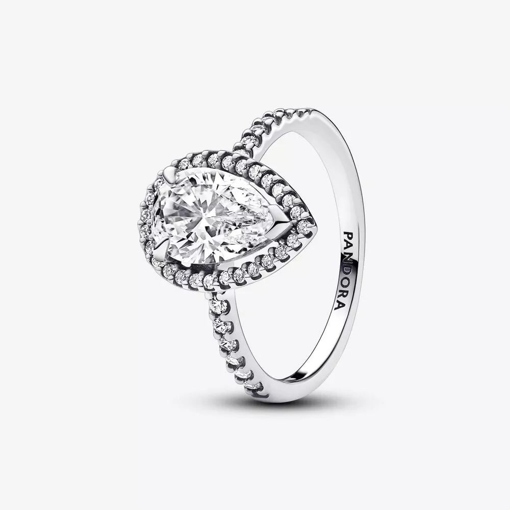 pandora sprankelende peer halo ring 193012c01