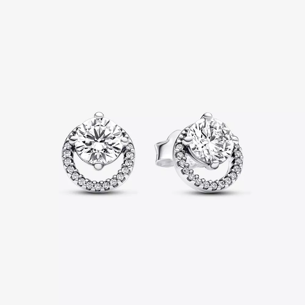 pandora sprankelende ronde halo oorknopjes 291248c01