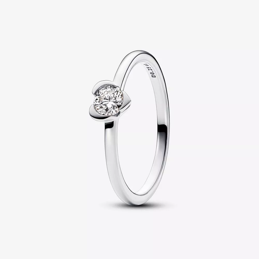 pandora talisman lab grown diamond hart ring 025 karaat tw sterling zilver 193115c01