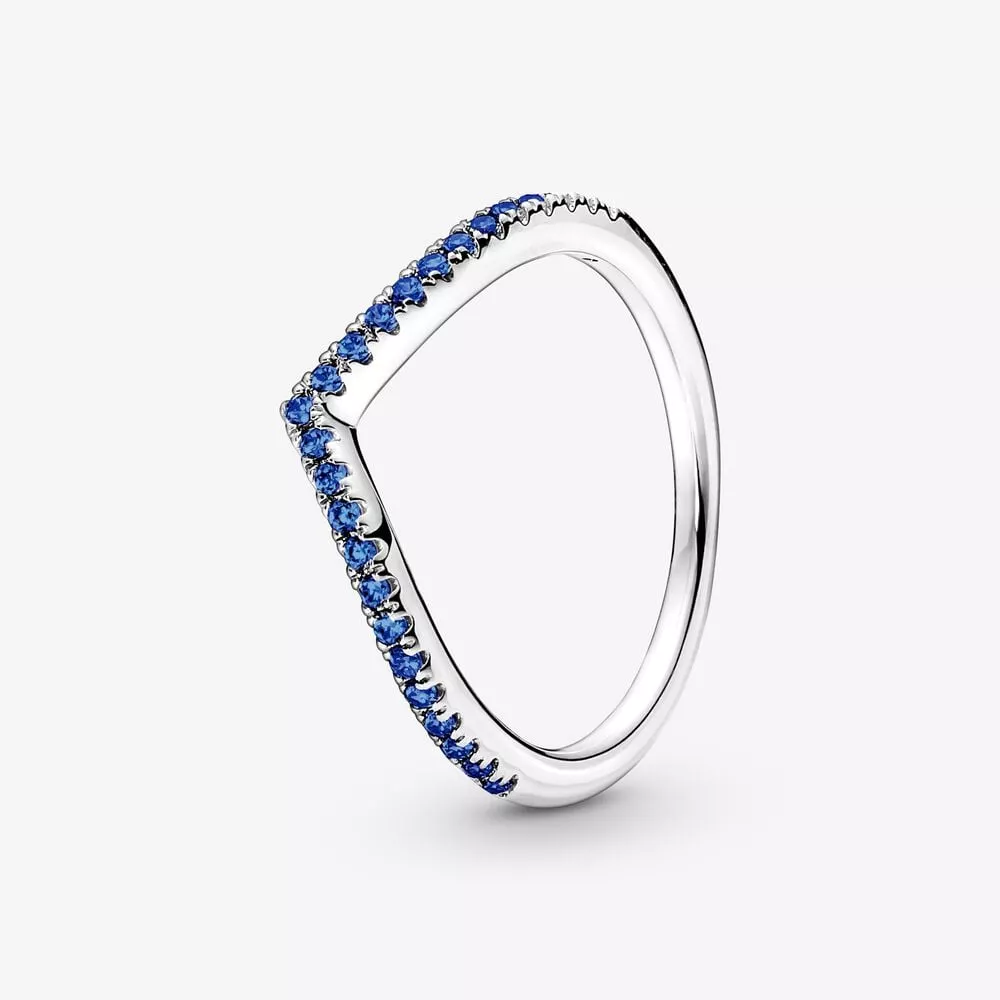 pandora timeless sprankelend blauwe wishbone ring 196316c02