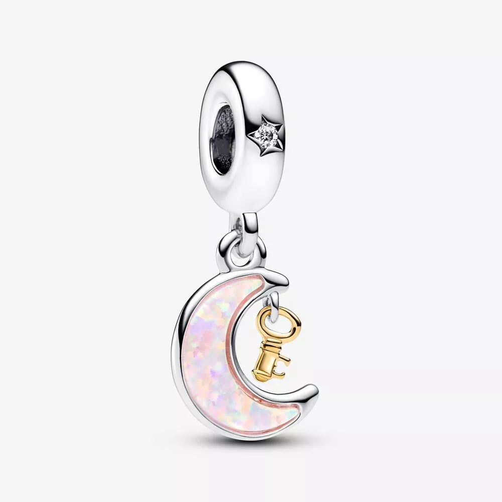pandora tweekleurige sleutel en maan hangende bedel 762985c01