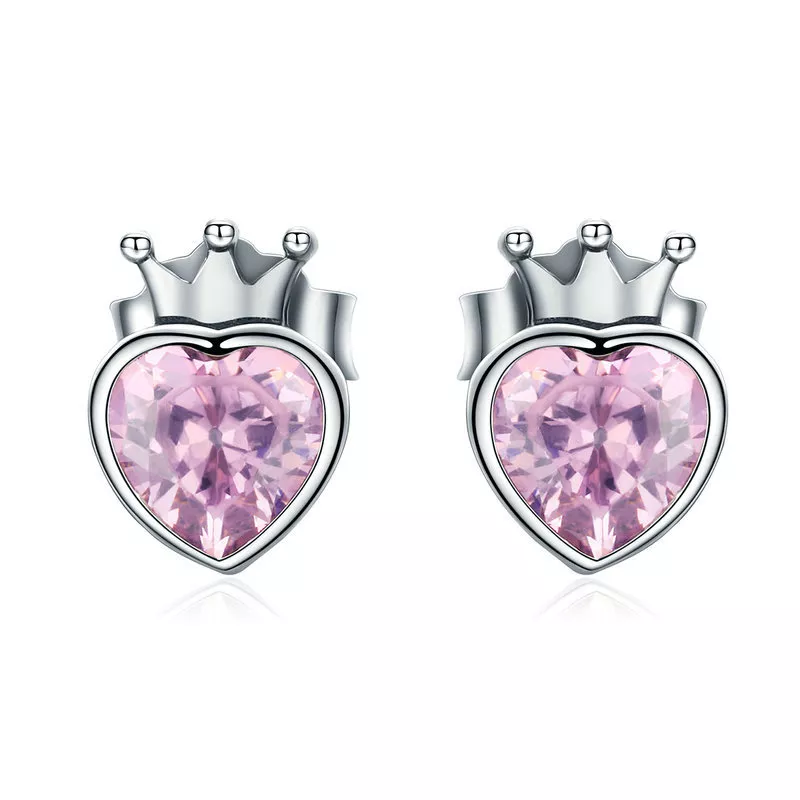 (afbeelding voor) Pandora Style kronend hart Oorknopjes - SCE174